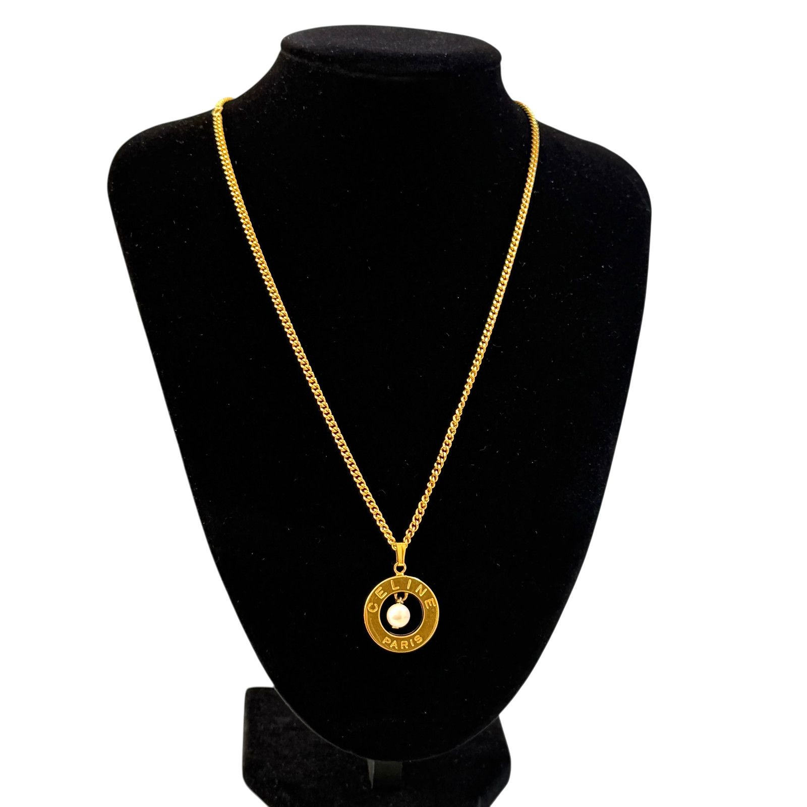 Celine Paris Pendant Necklace Gold Plated Authentic With Coa